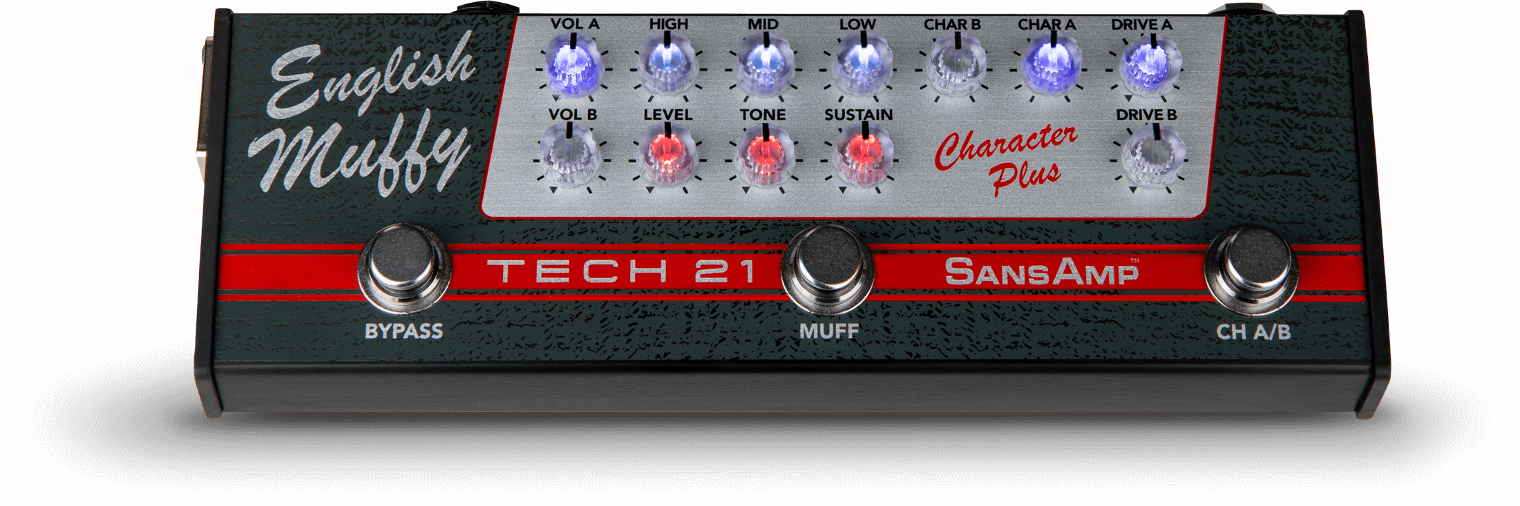 Tech 21 product image of the English Muffy pedal from the SansAmp Character Plus Series